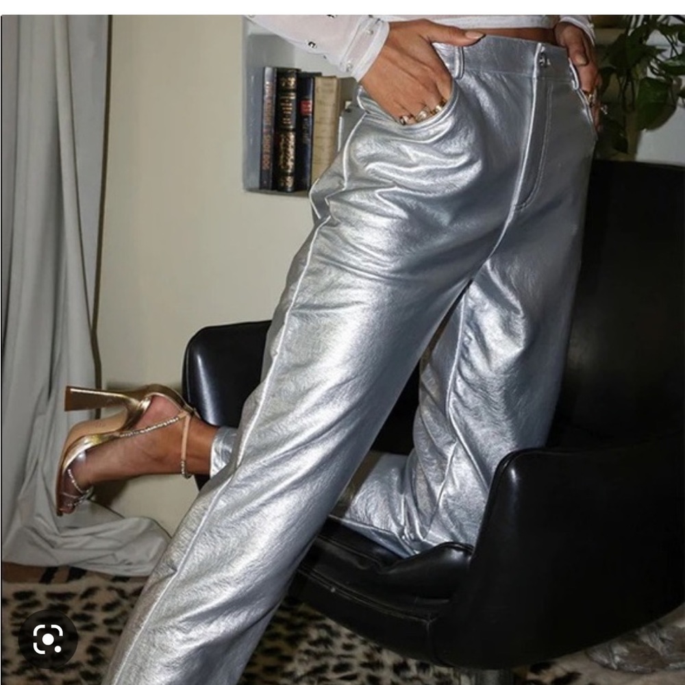 Slim Fit Silver Coated Pants